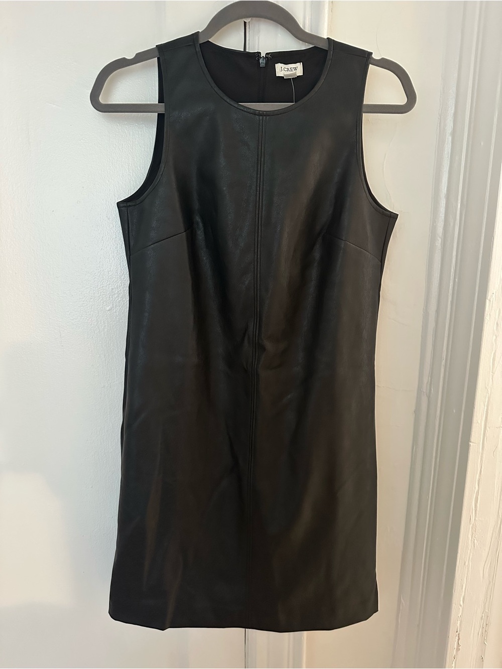 J. Crew Black faux leather mini dress